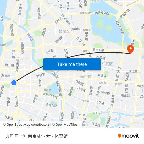 典雅居 to 南京林业大学体育馆 map