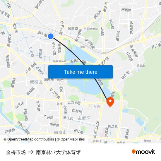 金桥市场 to 南京林业大学体育馆 map