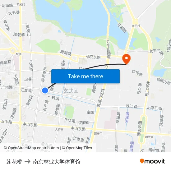 莲花桥 to 南京林业大学体育馆 map