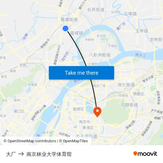 大厂 to 南京林业大学体育馆 map