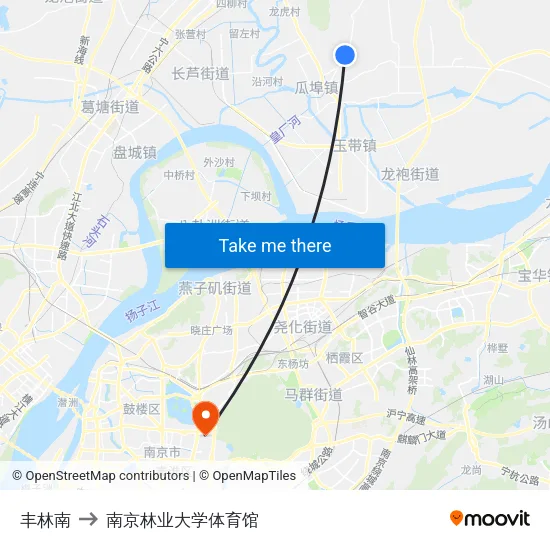 丰林南 to 南京林业大学体育馆 map