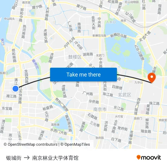 银城街 to 南京林业大学体育馆 map