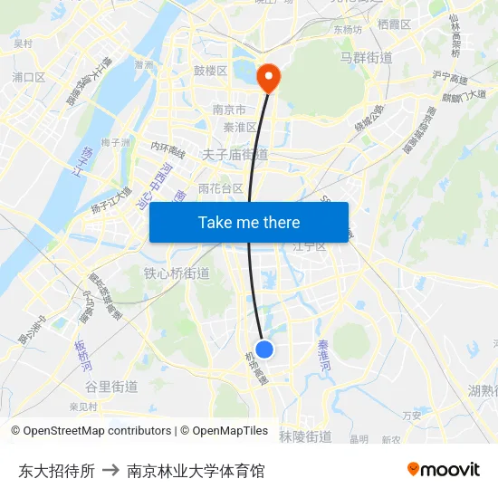 东大招待所 to 南京林业大学体育馆 map