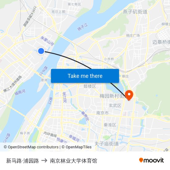 新马路·浦园路 to 南京林业大学体育馆 map