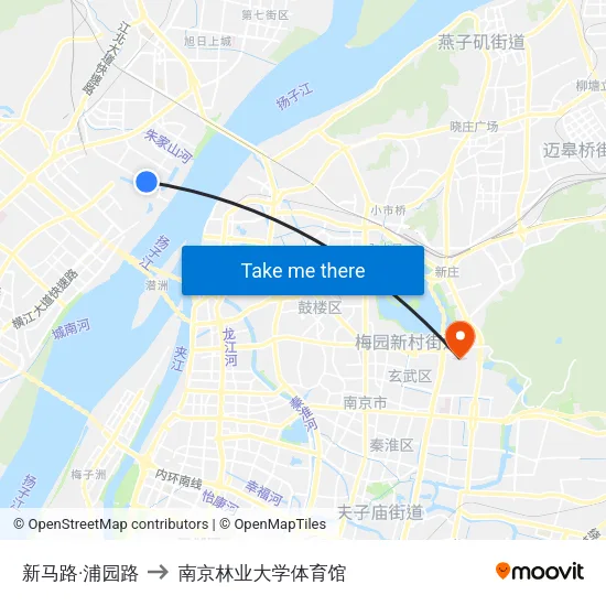 新马路·浦园路 to 南京林业大学体育馆 map