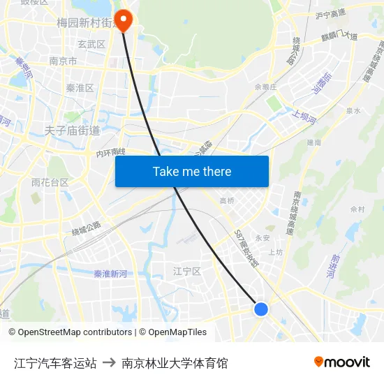 江宁汽车客运站 to 南京林业大学体育馆 map