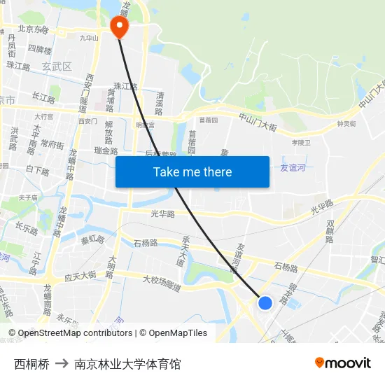 西桐桥 to 南京林业大学体育馆 map
