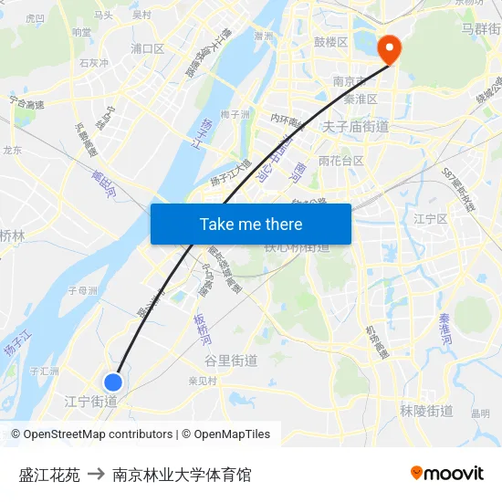 盛江花苑 to 南京林业大学体育馆 map