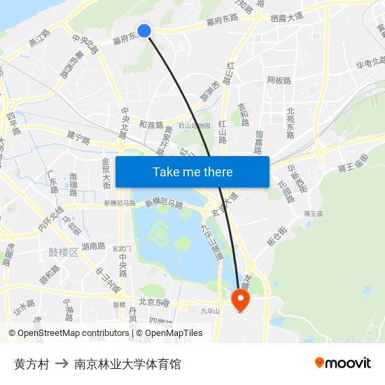 黄方村 to 南京林业大学体育馆 map