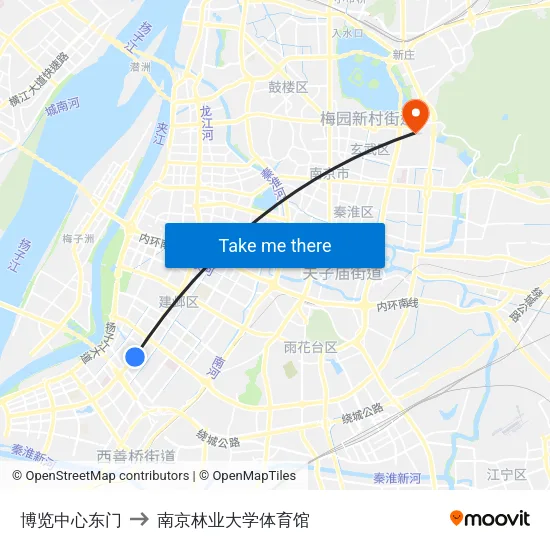 博览中心东门 to 南京林业大学体育馆 map