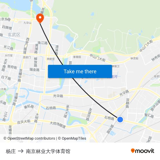 杨庄 to 南京林业大学体育馆 map