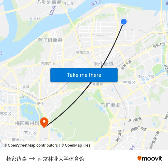杨家边路 to 南京林业大学体育馆 map