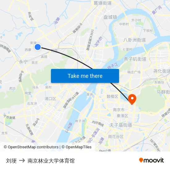 刘埂 to 南京林业大学体育馆 map