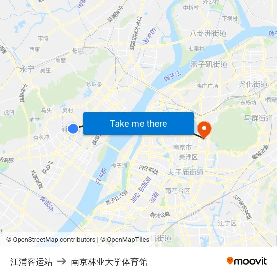 江浦客运站 to 南京林业大学体育馆 map