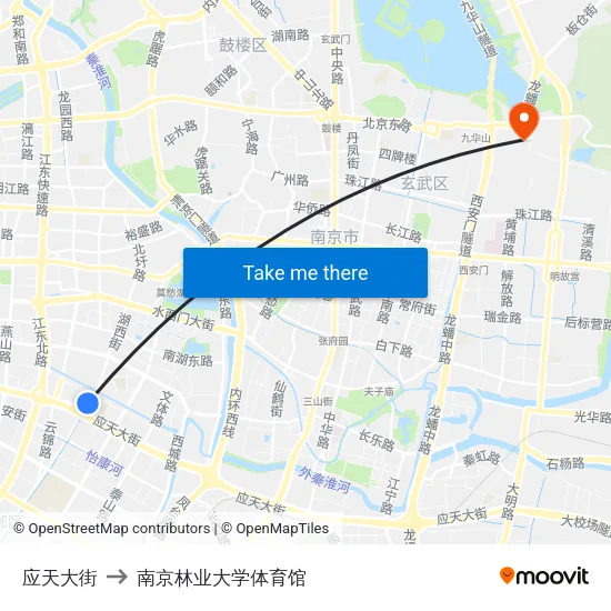 应天大街 to 南京林业大学体育馆 map