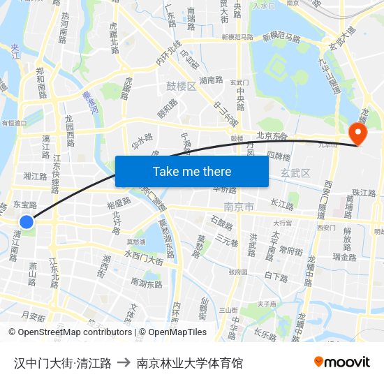汉中门大街·清江路 to 南京林业大学体育馆 map