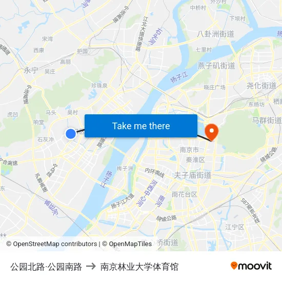 公园北路·公园南路 to 南京林业大学体育馆 map