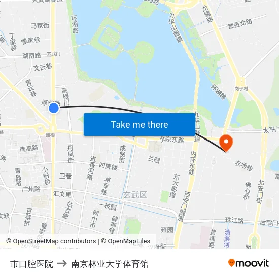 市口腔医院 to 南京林业大学体育馆 map