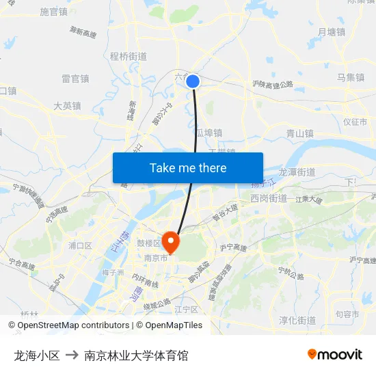 龙海小区 to 南京林业大学体育馆 map