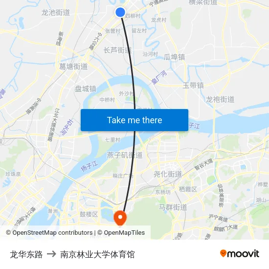 龙华东路 to 南京林业大学体育馆 map