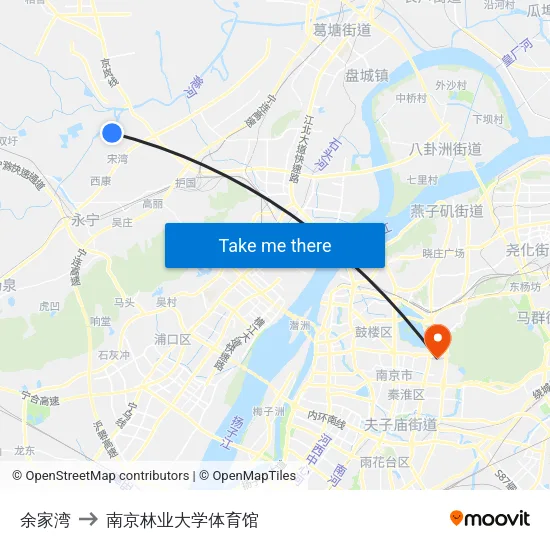 余家湾 to 南京林业大学体育馆 map