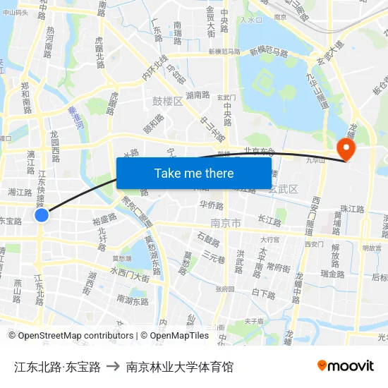 江东北路·东宝路 to 南京林业大学体育馆 map