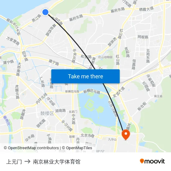 上元门 to 南京林业大学体育馆 map