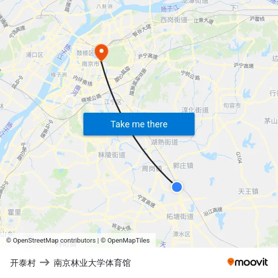 开泰村 to 南京林业大学体育馆 map
