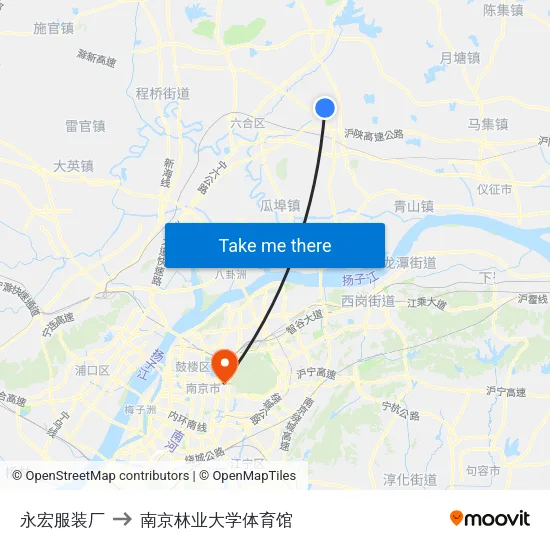 永宏服装厂 to 南京林业大学体育馆 map