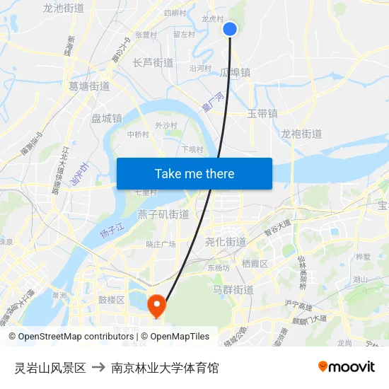 灵岩山风景区 to 南京林业大学体育馆 map