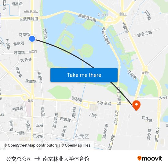 公交总公司 to 南京林业大学体育馆 map