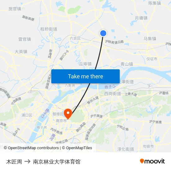 木匠周 to 南京林业大学体育馆 map