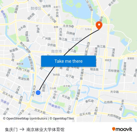 集庆门 to 南京林业大学体育馆 map
