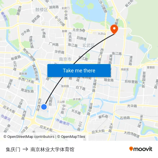集庆门 to 南京林业大学体育馆 map