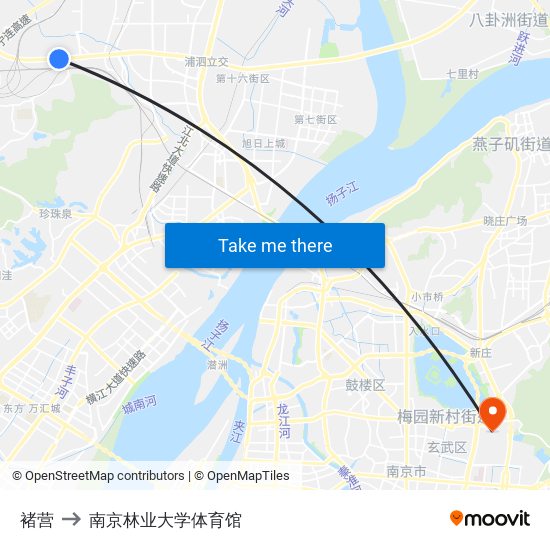 褚营 to 南京林业大学体育馆 map