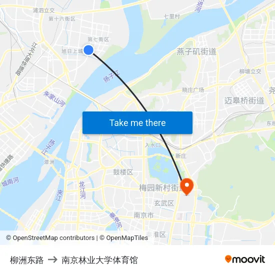 柳洲东路 to 南京林业大学体育馆 map