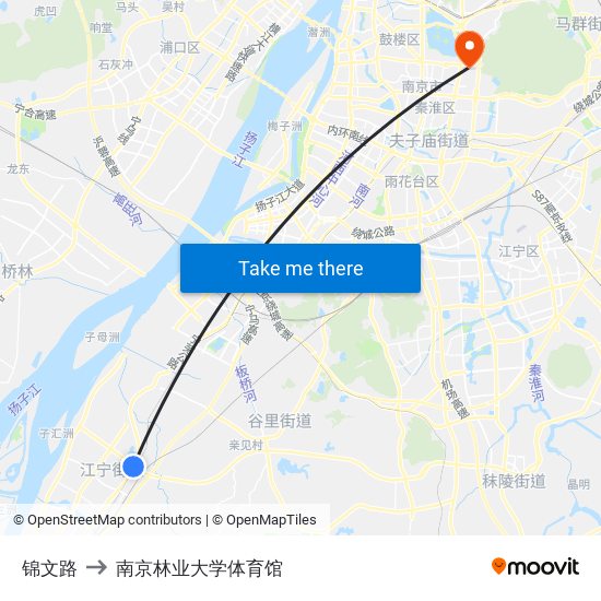 锦文路 to 南京林业大学体育馆 map