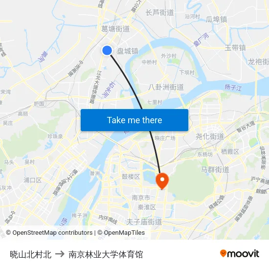 晓山北村北 to 南京林业大学体育馆 map