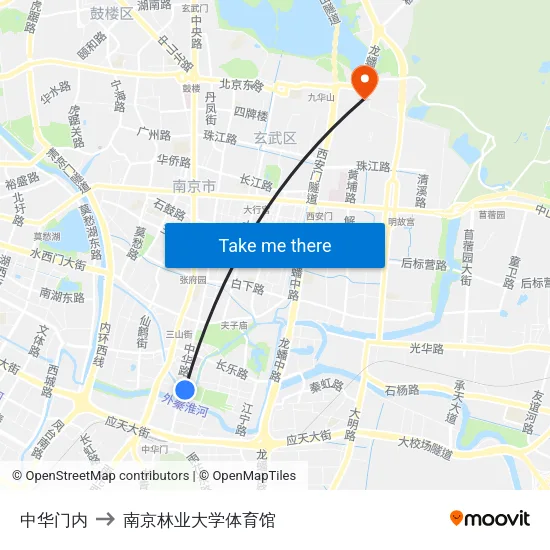 中华门内 to 南京林业大学体育馆 map