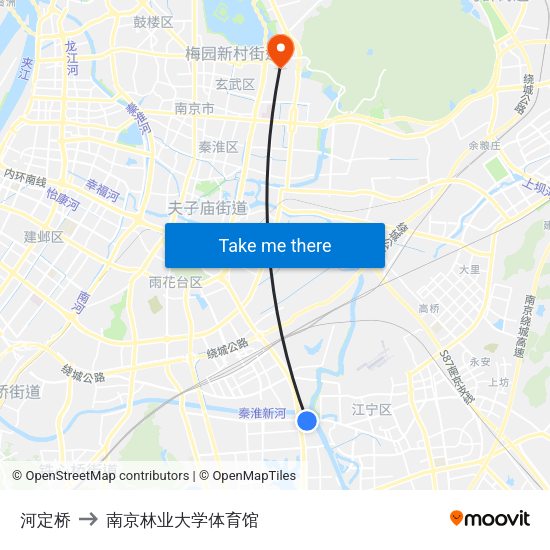 河定桥 to 南京林业大学体育馆 map