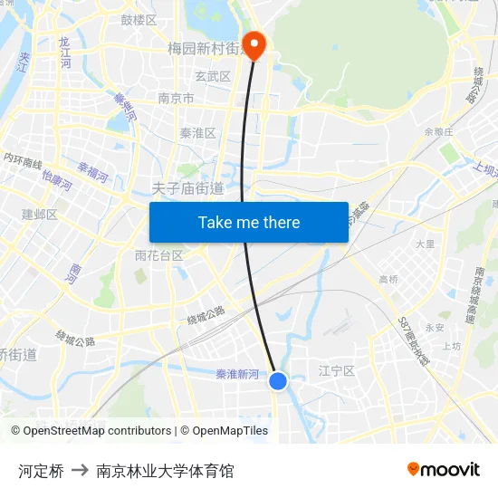 河定桥 to 南京林业大学体育馆 map