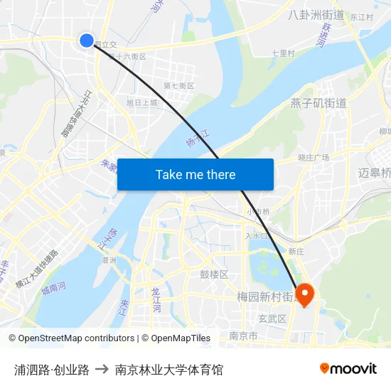 浦泗路·创业路 to 南京林业大学体育馆 map