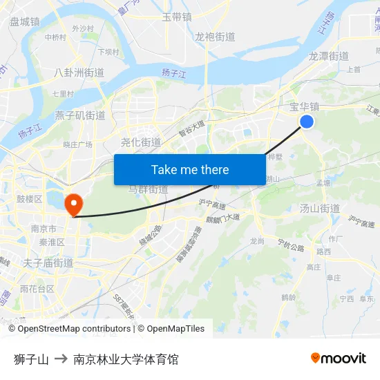 狮子山 to 南京林业大学体育馆 map
