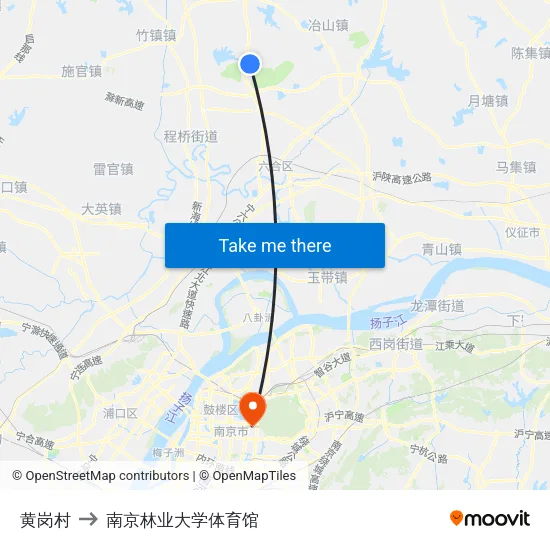 黄岗村 to 南京林业大学体育馆 map