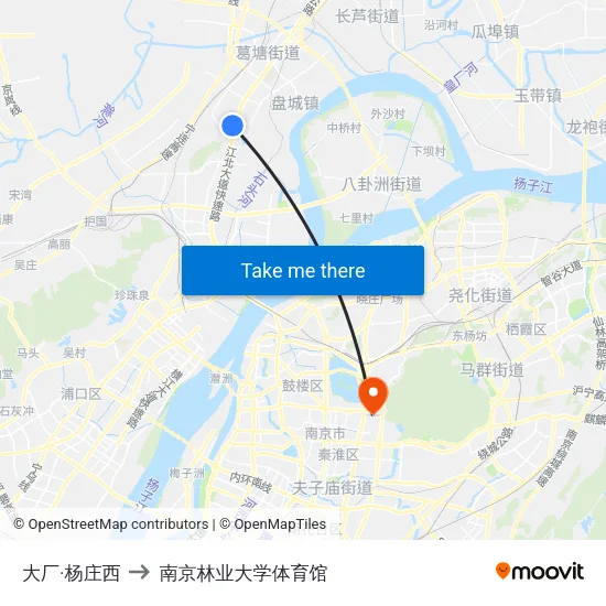 大厂·杨庄西 to 南京林业大学体育馆 map