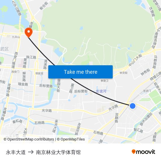 永丰大道 to 南京林业大学体育馆 map