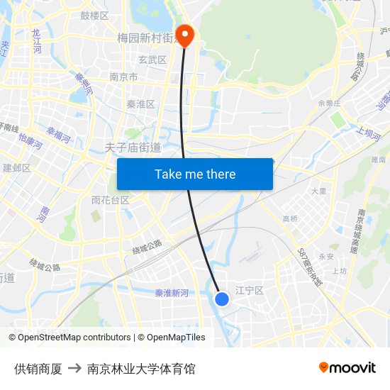 供销商厦 to 南京林业大学体育馆 map