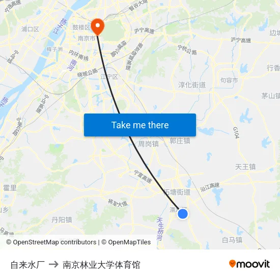 自来水厂 to 南京林业大学体育馆 map