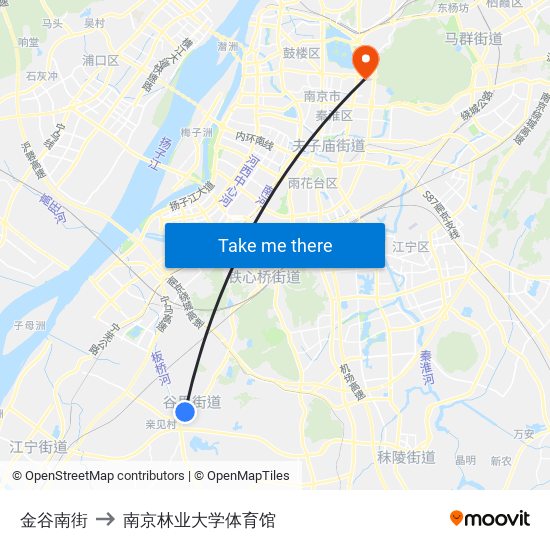 金谷南街 to 南京林业大学体育馆 map