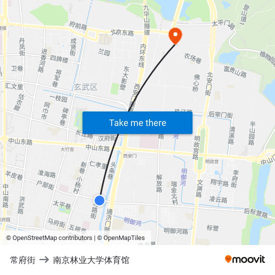 常府街 to 南京林业大学体育馆 map